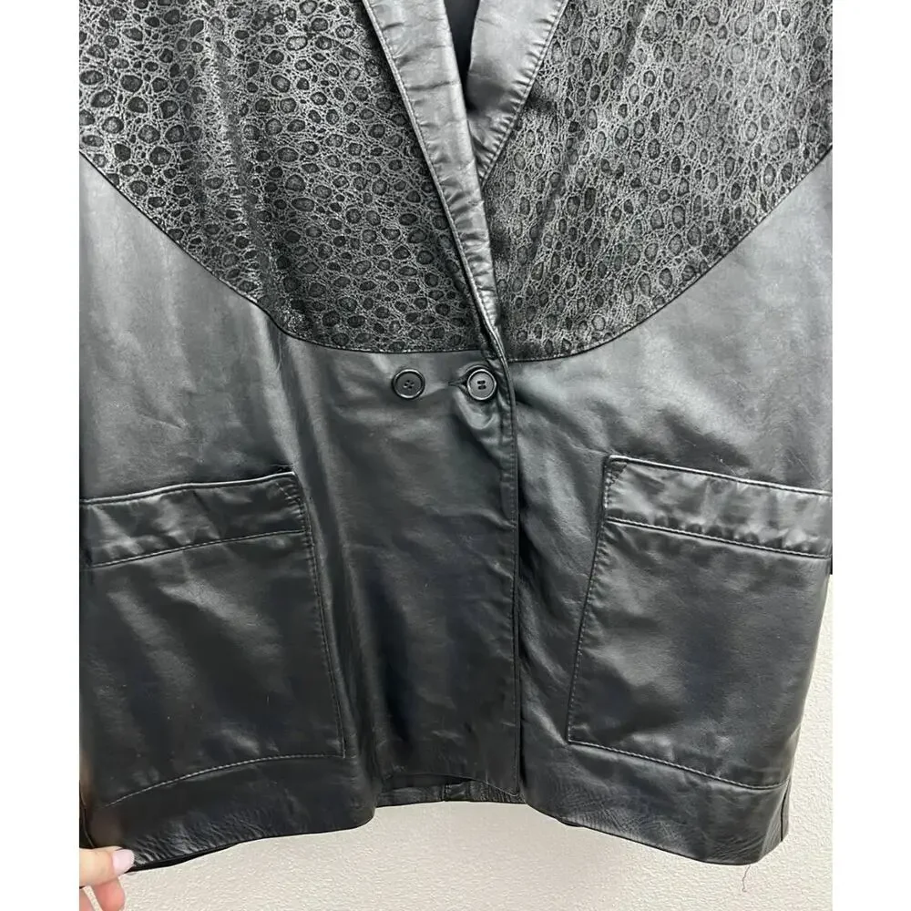 Vintage Womens Northside Fashions Jacket Size Unknown Genuine Leather Button Up